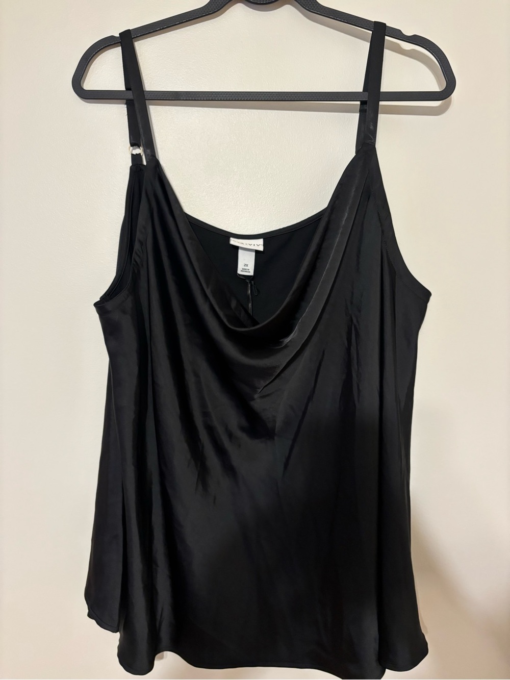 Ava & Viv Black Satin Cowl Neck Slip Camisole
